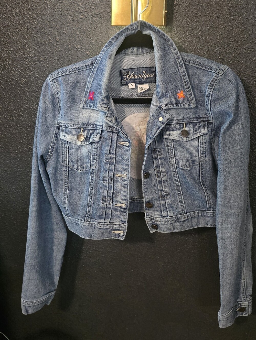 FESTIVAL GIRLY CROPPED DENIM JACKET - Picture 2 of 5